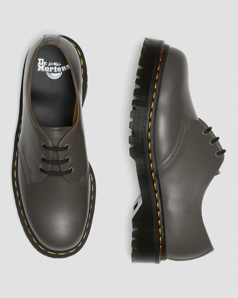 Dr Martens 1461 Bex Smooth Læder Oxford Sko Dame Khaki Grå | DK 341PJJ